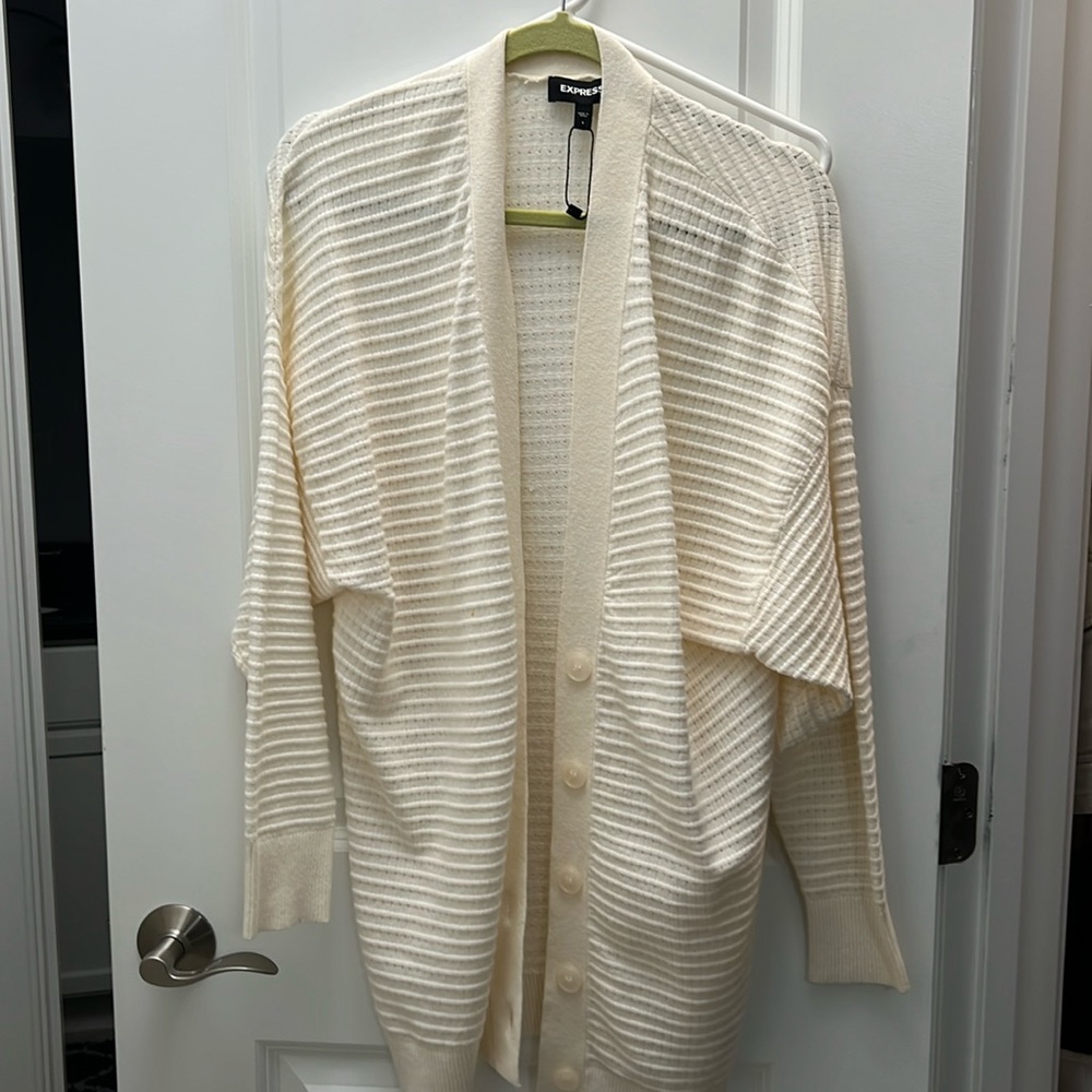 White oversized cardigan sweater
